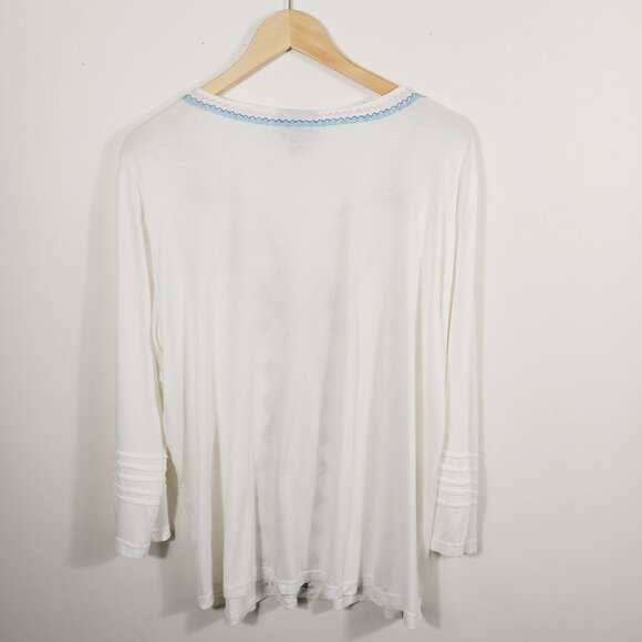 Liv Los Angeles 1X Long Sleeve Creamy White Embroidered Top, Boho, Bohemian - Picture 6 of 16